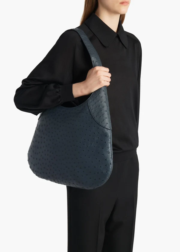 Large Joan Hobo in Midnight Navy Ostrich