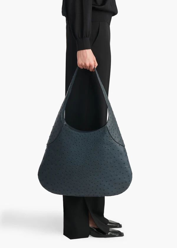 Large Joan Hobo in Midnight Navy Ostrich