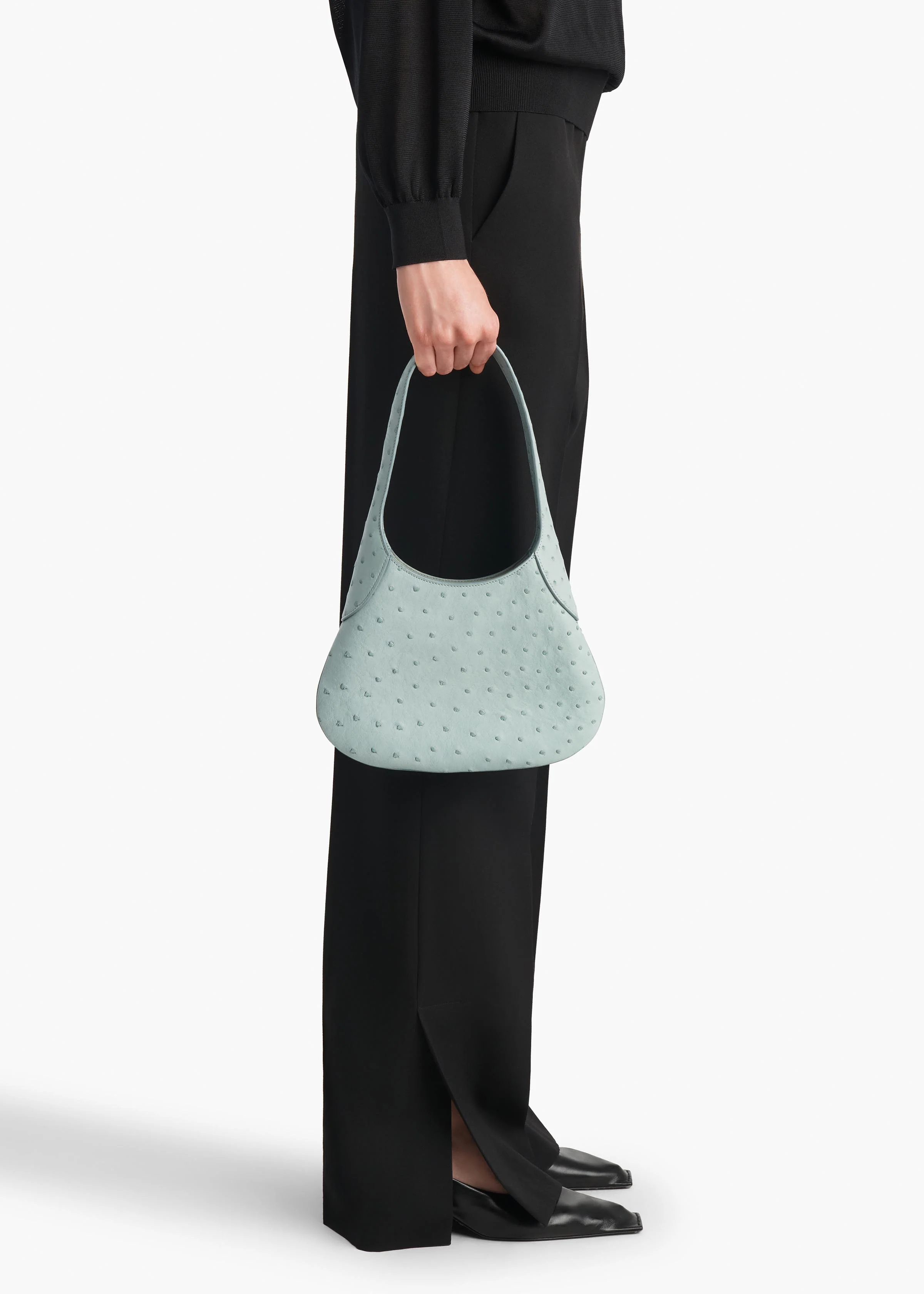 aokiboutique  - Small Joan Hobo in Frost Ostrich