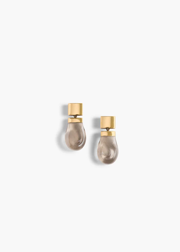Keefe Resin Earrings in Antique Gold with Smoke