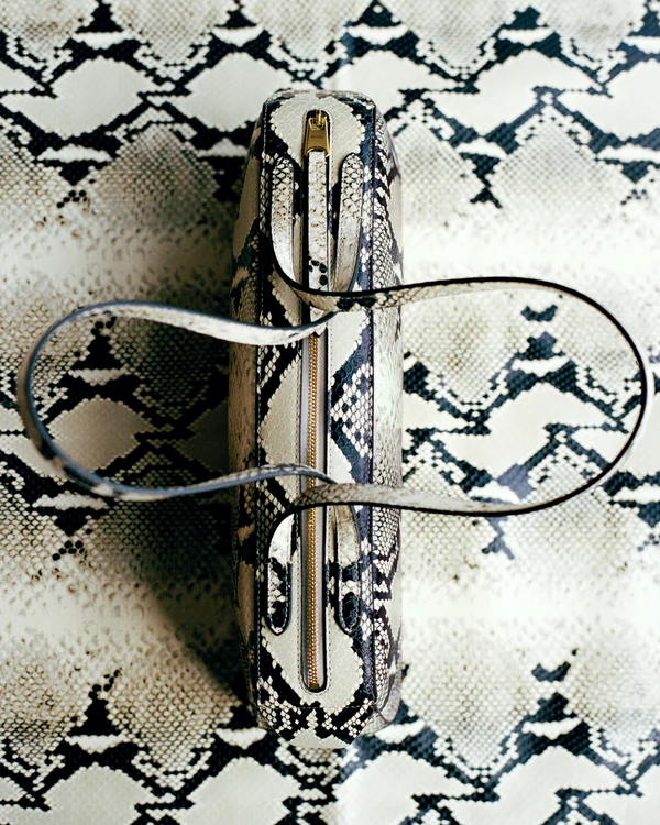 Simona Shoulder Bag in Natural Python-Embossed Leather EDITORIAL IMAGE