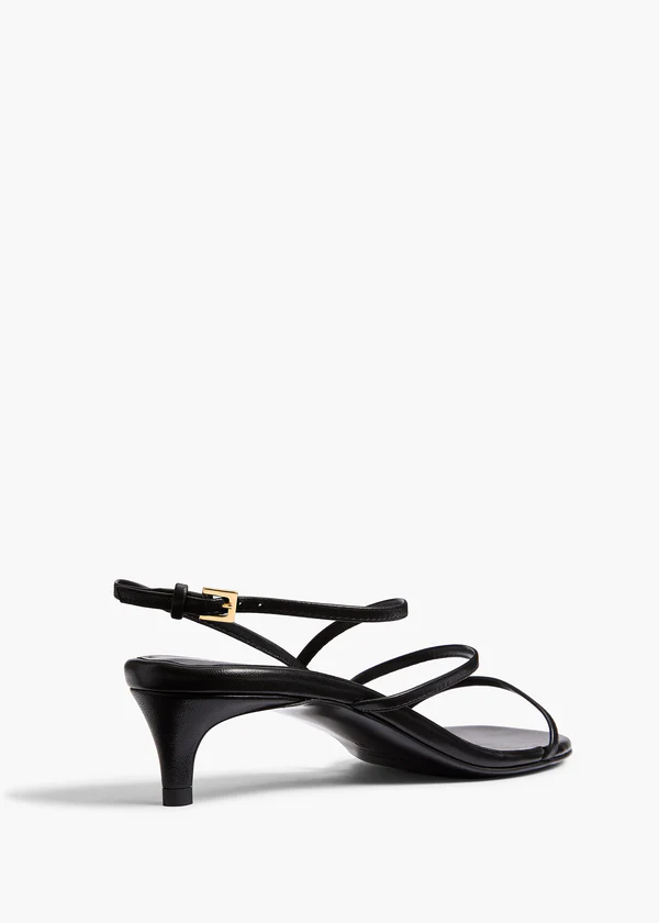 Loop Kitten Heel Sandal in Black Leather BACK VIEW