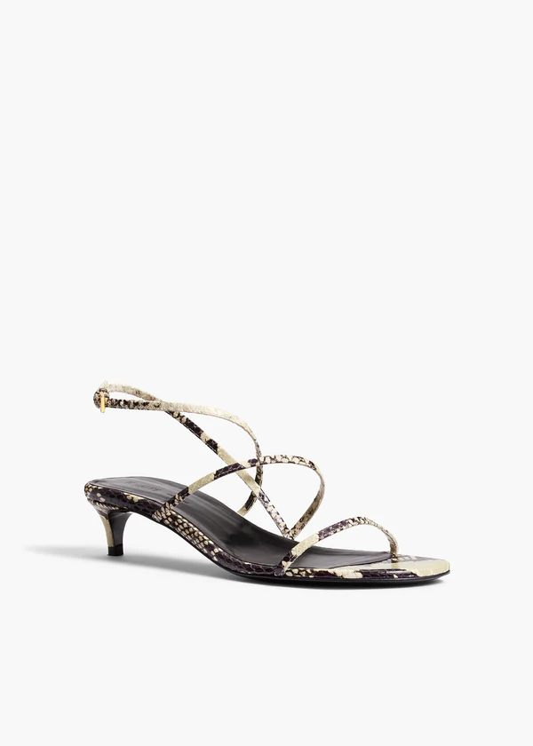 Loop Kitten Heel Sandal in Natural ANGLED VIEW
