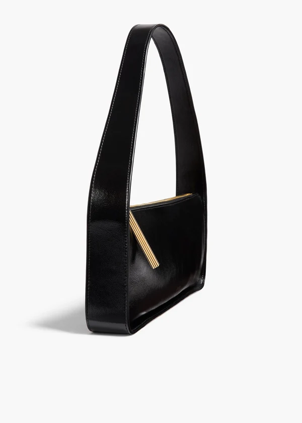  Lori Baguette Bag in Black Crackle Patent Leather SIDE VIEW
