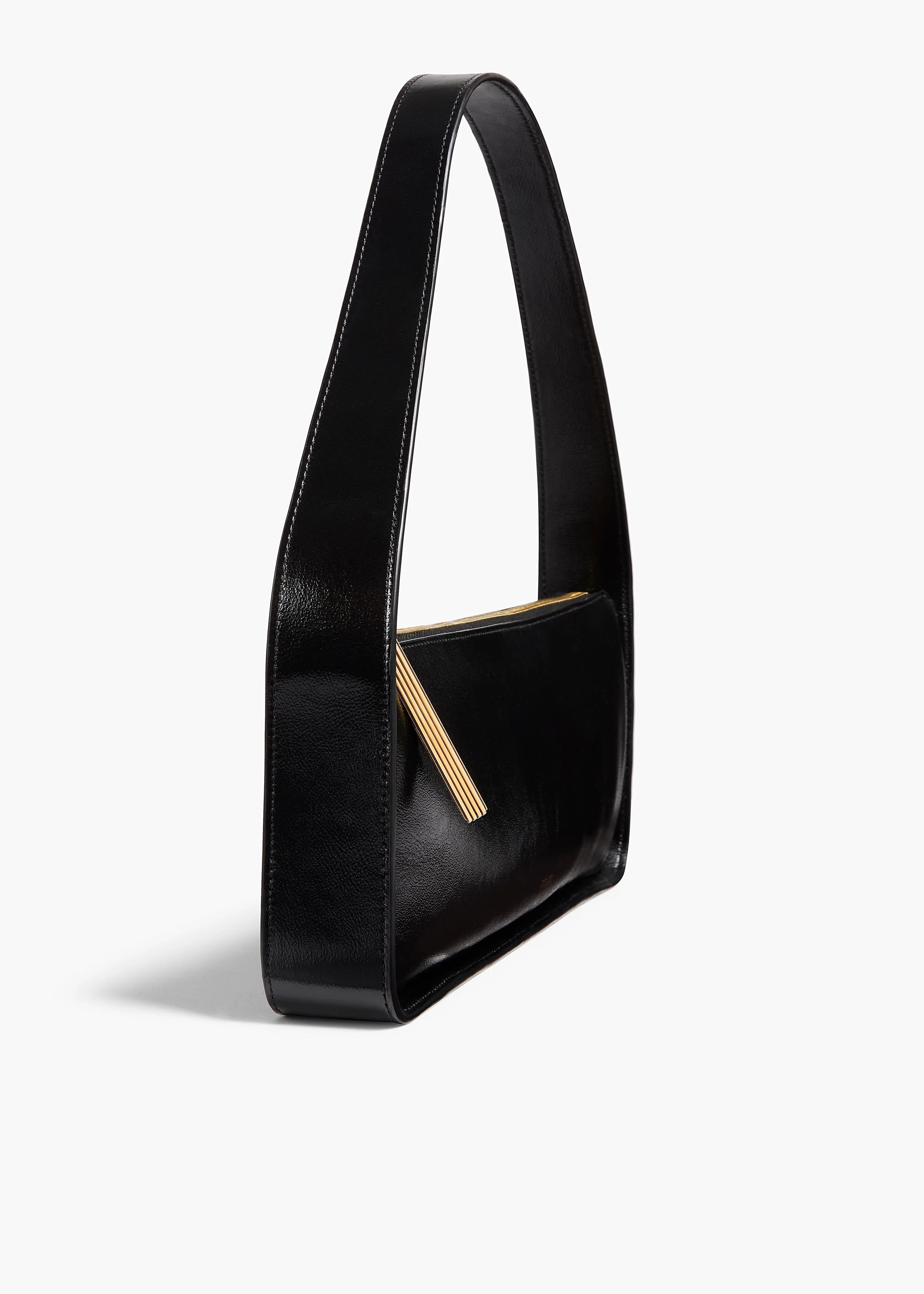  Lori Baguette Bag in Black Crackle Patent Leather SIDE VIEW