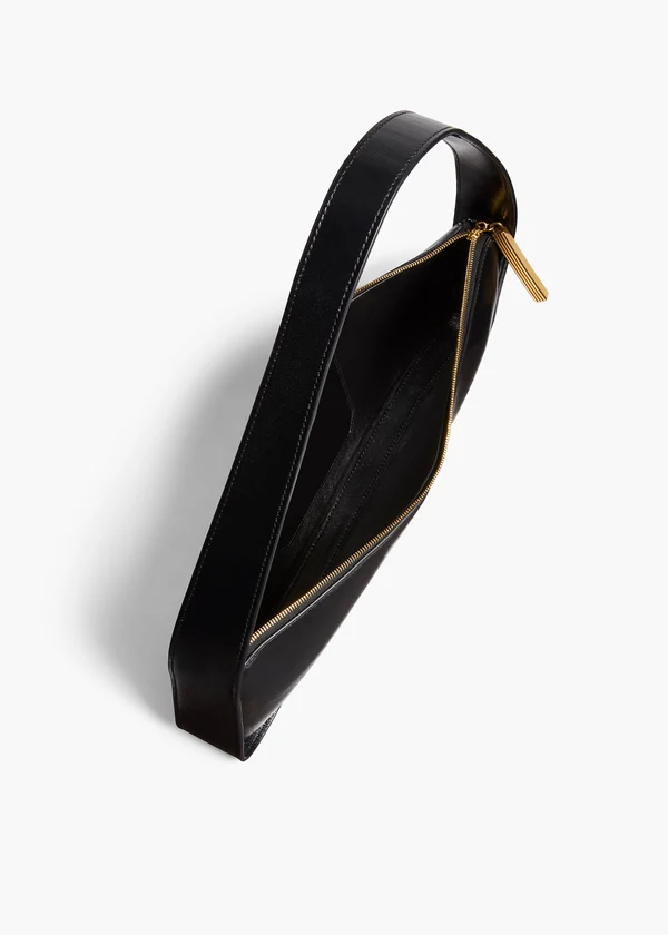  Lori Baguette Bag in Black Crackle Patent Leather OVERHEAD VIEW