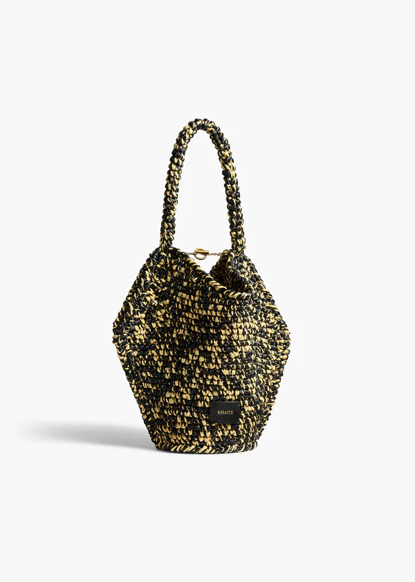 LOTUS MINI RAFFIA TOTE BLACK WHITE H1046 744 294 A