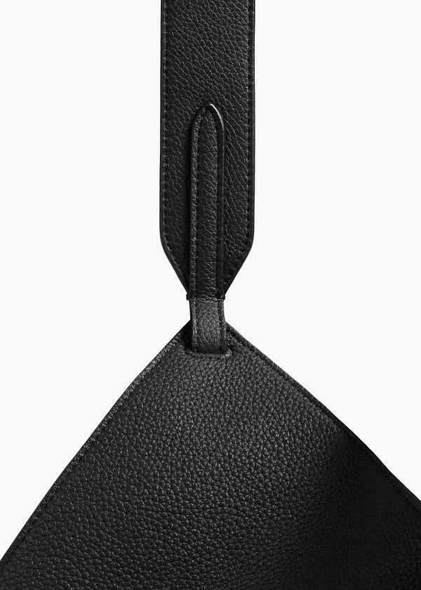 Mini Lotus Tote in Black Pebbled Leather