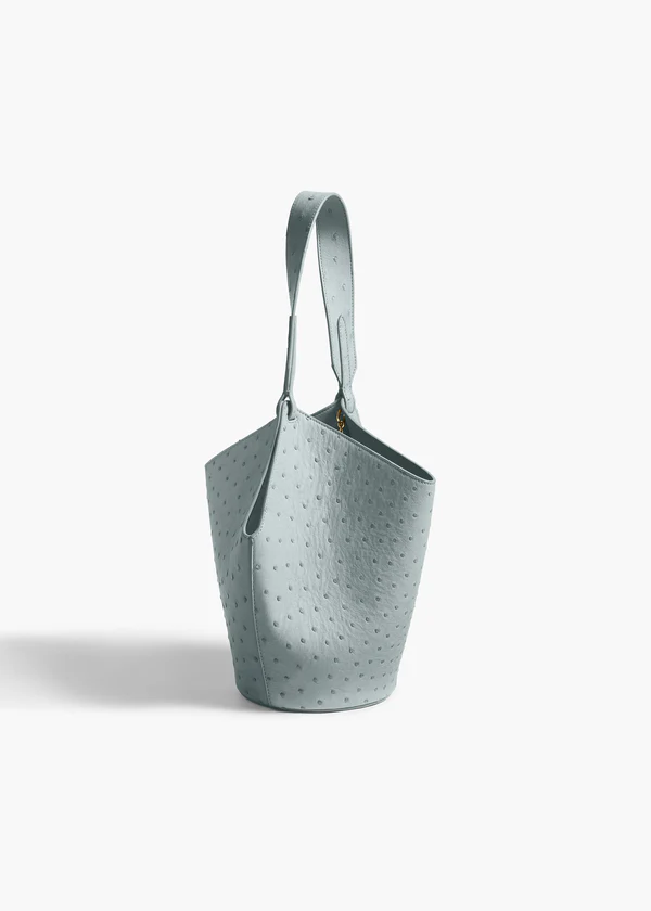 Mini Lotus Tote in Frost Ostrich