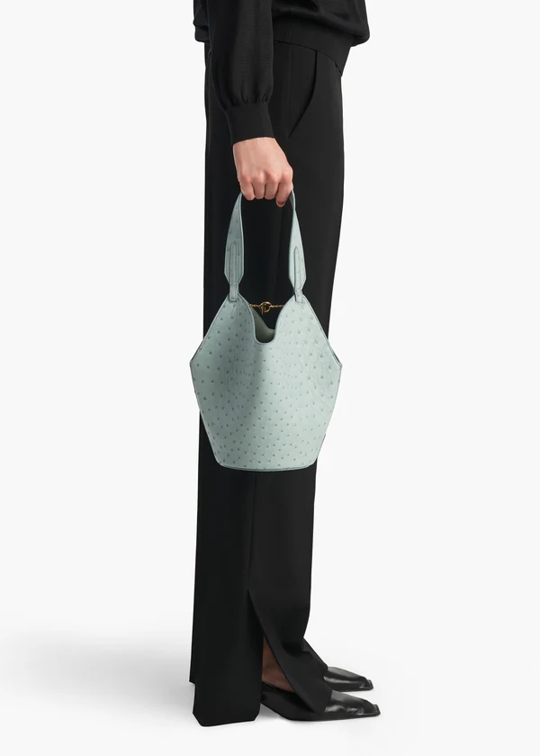 Mini Lotus Tote in Frost Ostrich