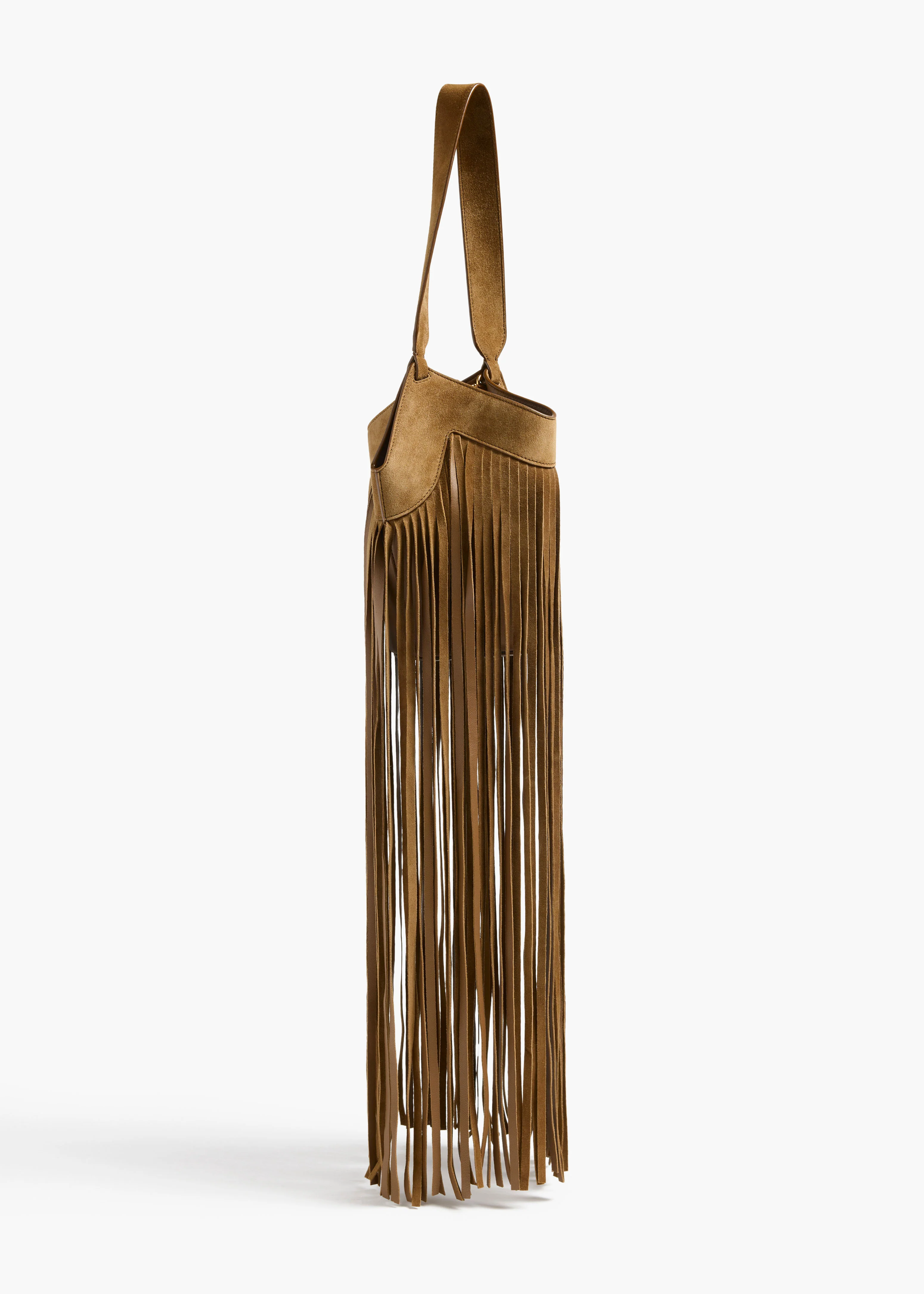 aokiboutique - Nano Lotus Fringe Tote in Mud Suede