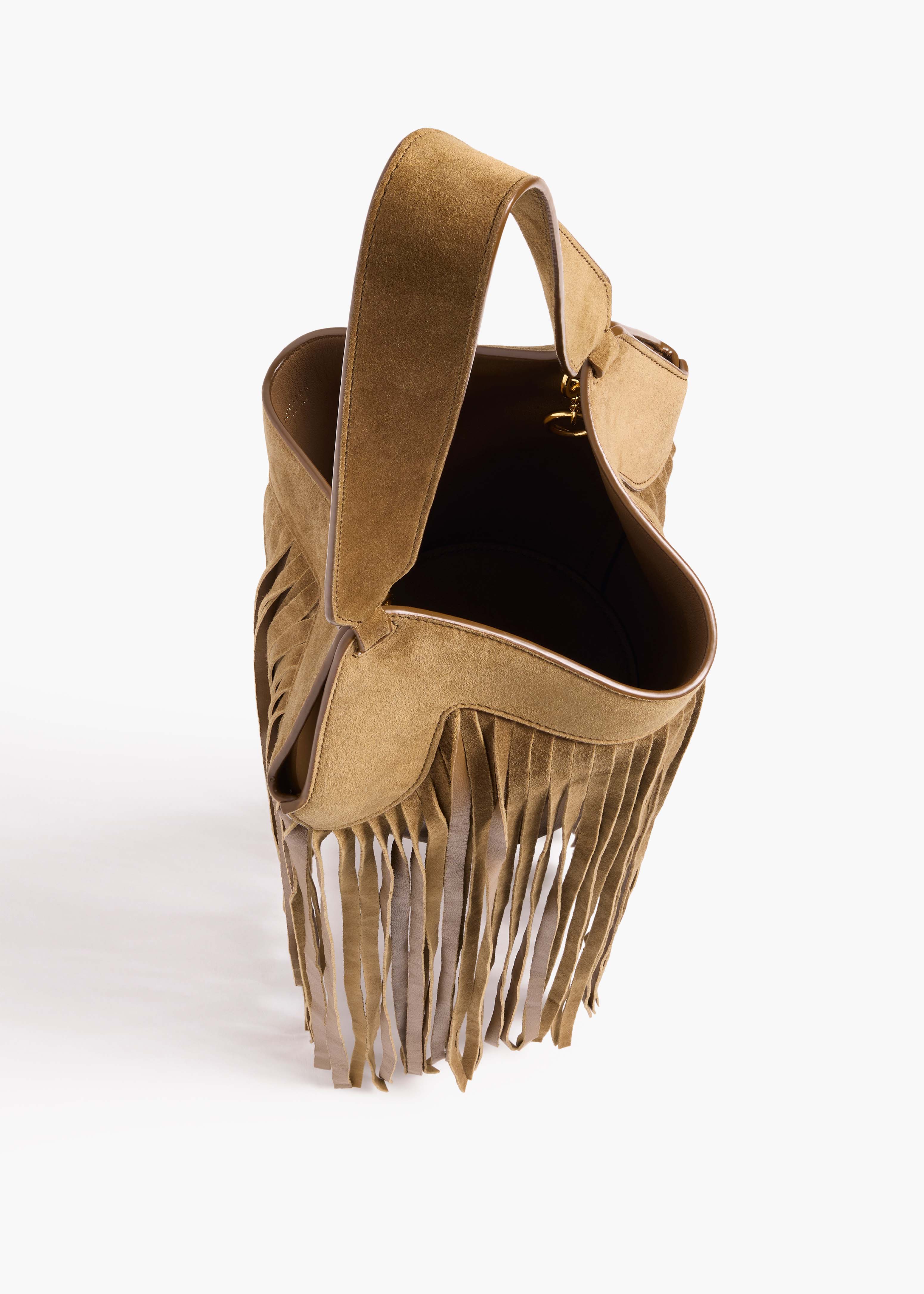 aokiboutique - Nano Lotus Fringe Tote in Mud Suede