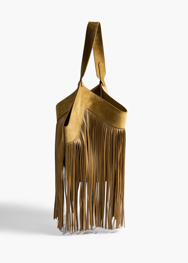 LOTUS SMALL FRINGE TOTE MUD H2063 726 737 B