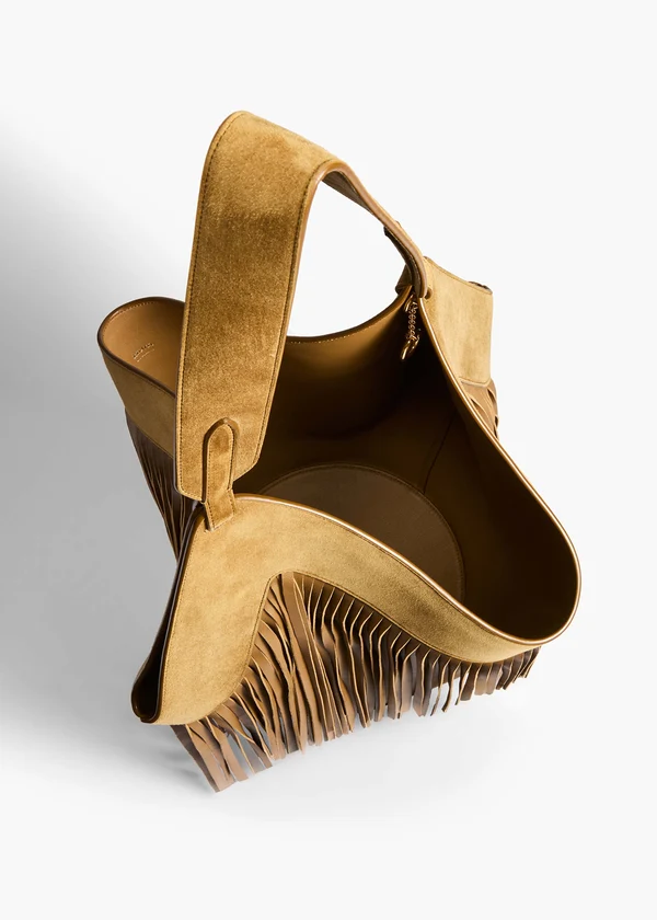 LOTUS SMALL FRINGE TOTE MUD H2063 726 737 C