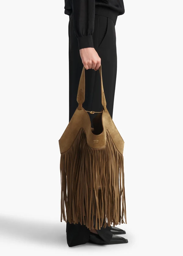 LOTUS SMALL FRINGE TOTE MUD H2063 726 737 E