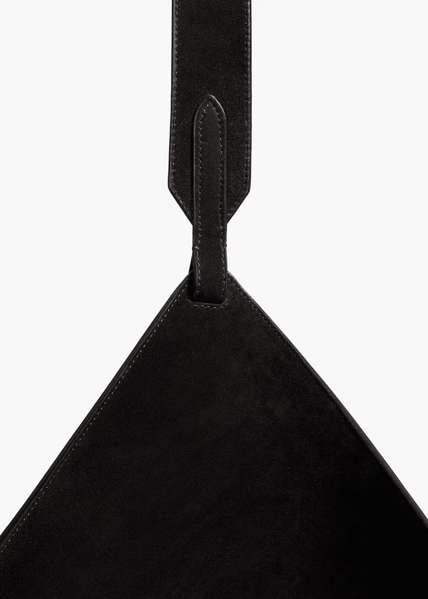 Medium Lotus Tote in Black Suede