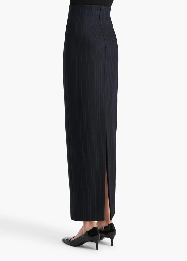 Loxley Skirt in Navy and White Stripe BACK VIEW