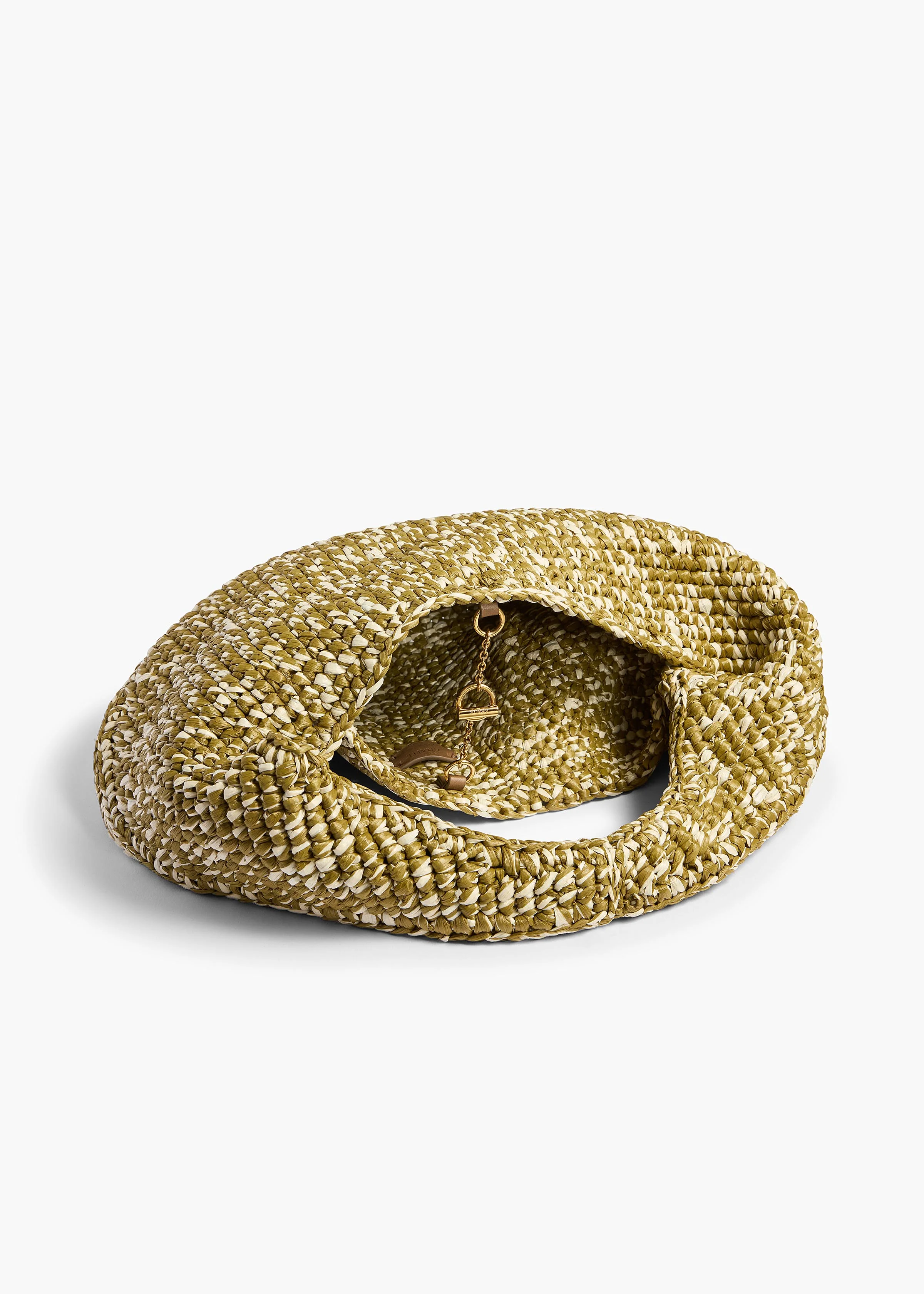 OLIVIA RAFFIA HOBO MEDIUM OLIVE WHITE H6019 744 676 C