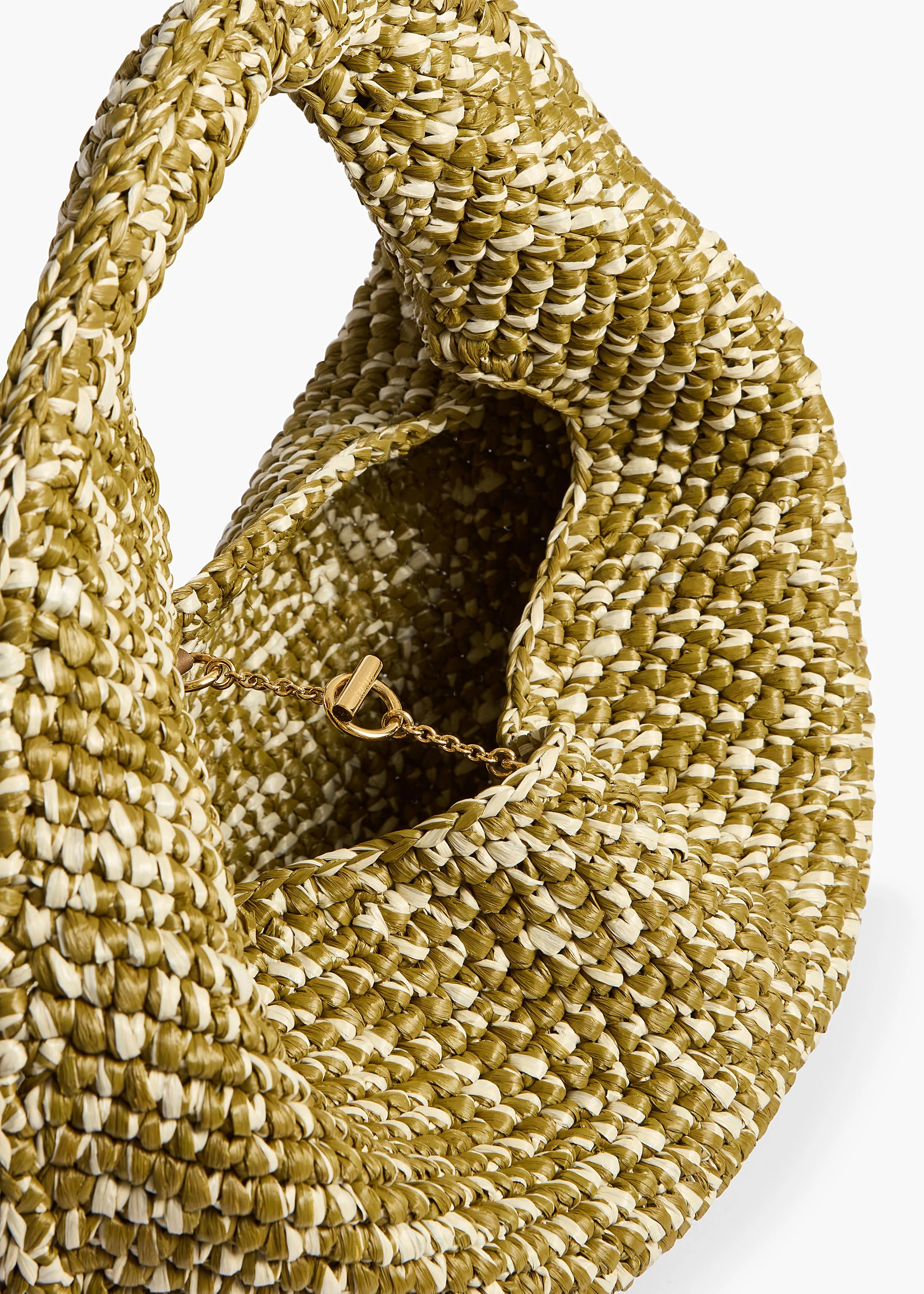 OLIVIA RAFFIA HOBO MEDIUM OLIVE WHITE H6019 744 676 D