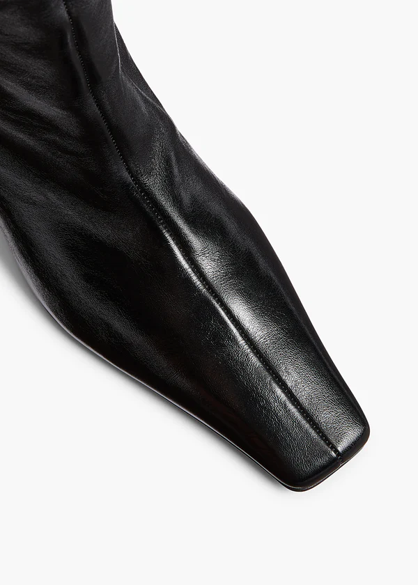 Ona Ankle Boot in Black Glazed Leather OVERHEAD VIEW