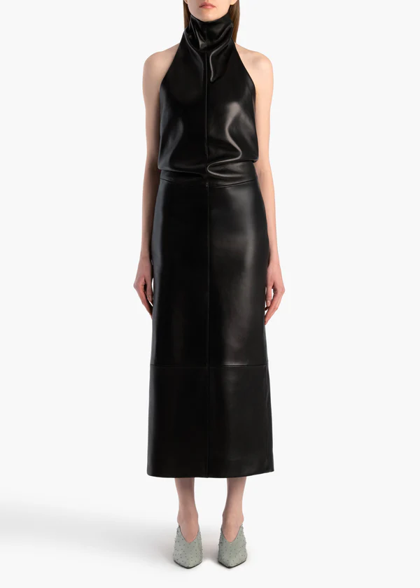 Roxanne Dress in Black Leather