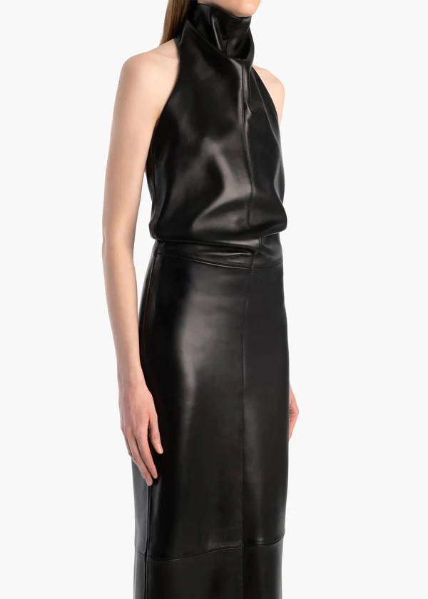 Roxanne Dress in Black Leather