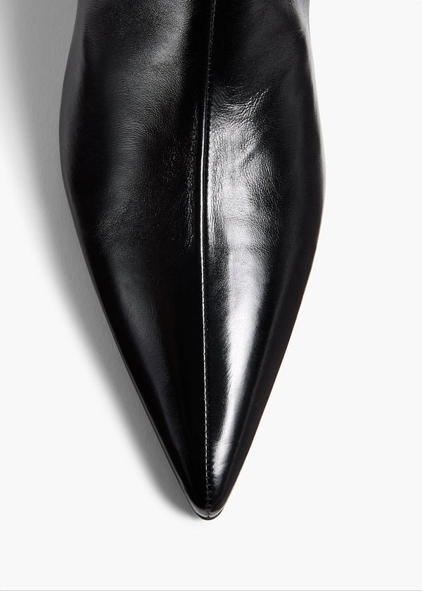Sybil Ankle Boot in Black Glazed Leather OVERHEAD VIEW