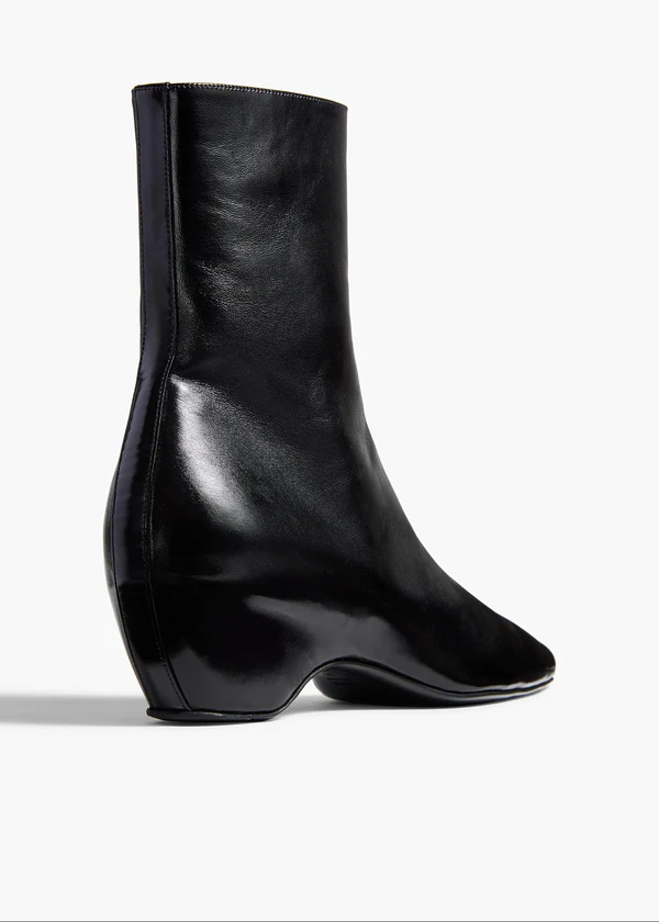 Sybil Ankle Boot in Black Glazed Leather BACK VIEW