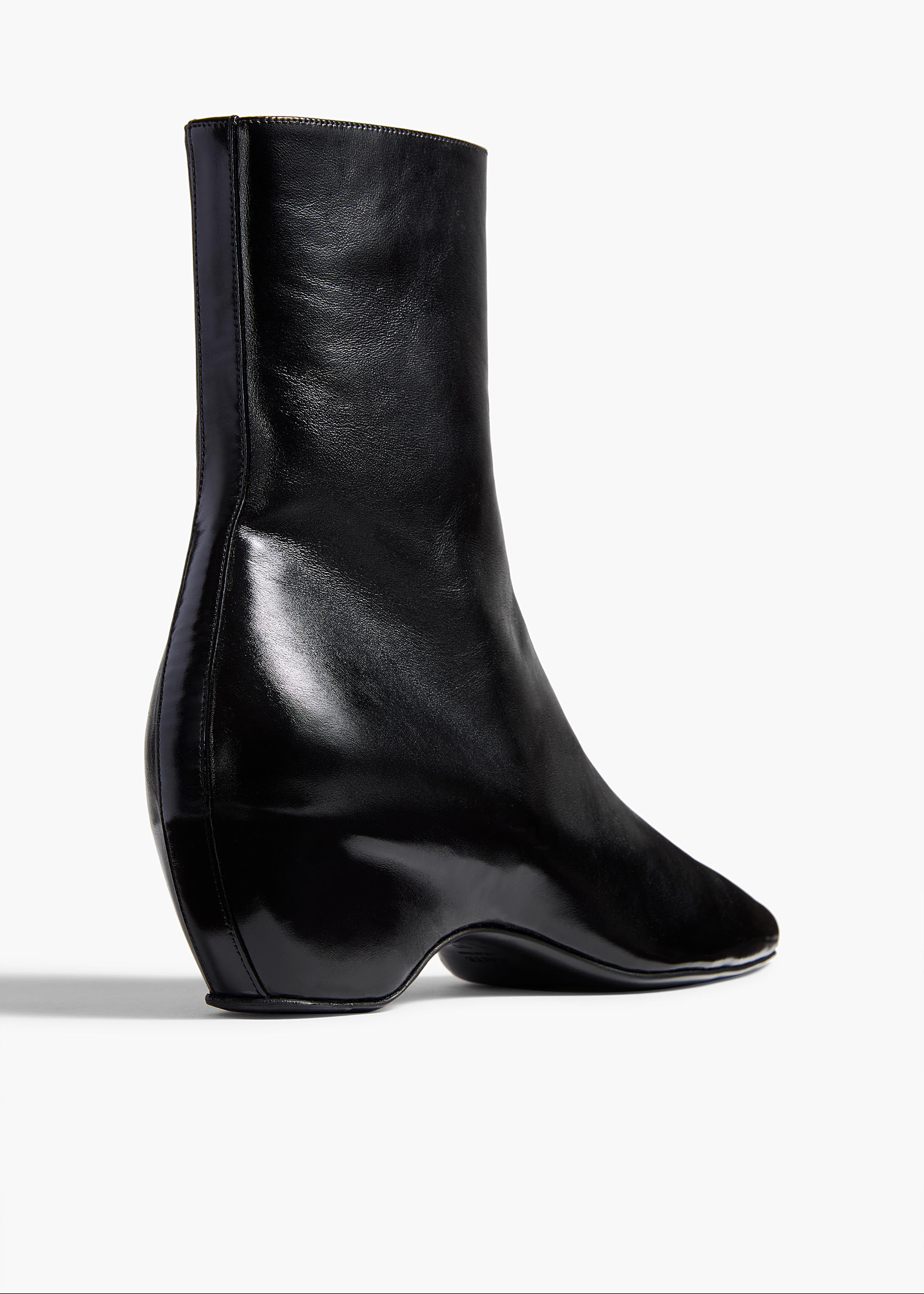 Sybil Ankle Boot in Black Glazed Leather BACK VIEW