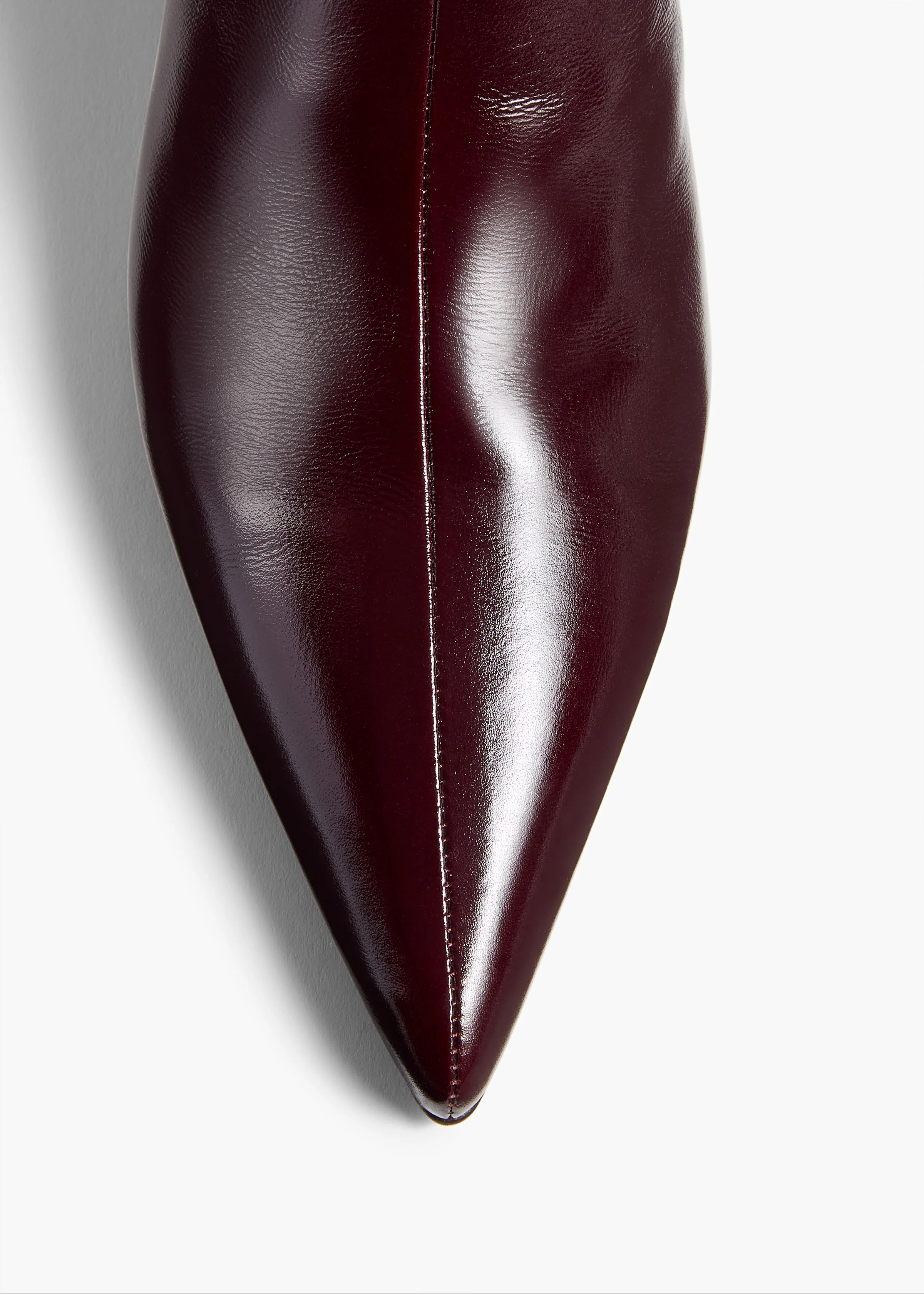Sybil Ankle Boot in Bordeaux Glazed Leather OVERHEAD VIEW