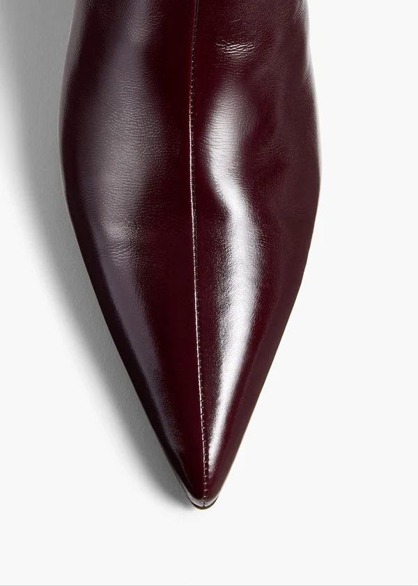 Sybil Ankle Boot in Bordeaux Glazed Leather OVERHEAD VIEW