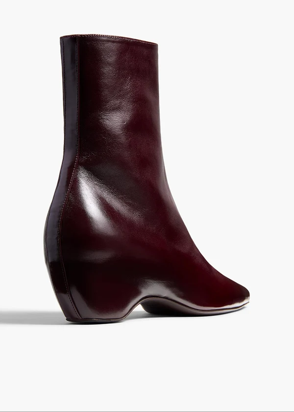 Sybil Ankle Boot in Bordeaux Glazed Leather BACK VIEW
